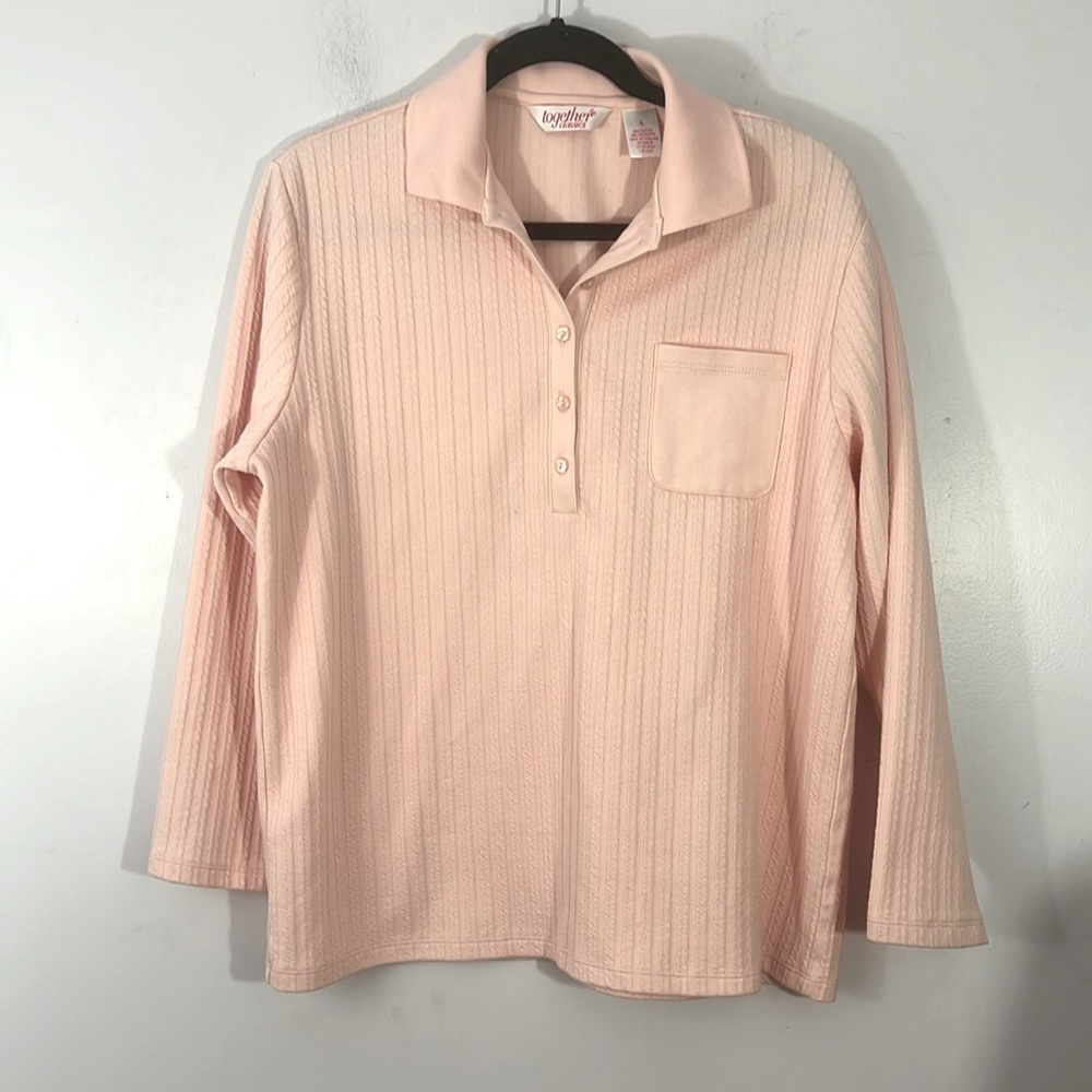 Vintage together classics, pink, pullover lightweight sweater, L